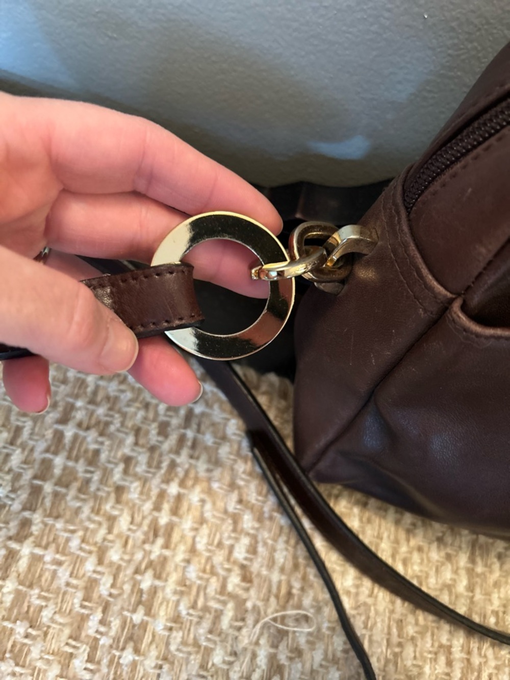 Vintage Leather Co By Liz Claiborne Brown Leather Cross Body Adjustable Strap - Picture 6 of 15